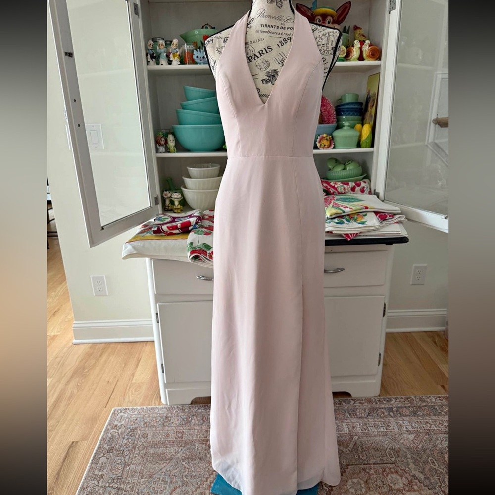 Azazie Blush Backless Halter Dress